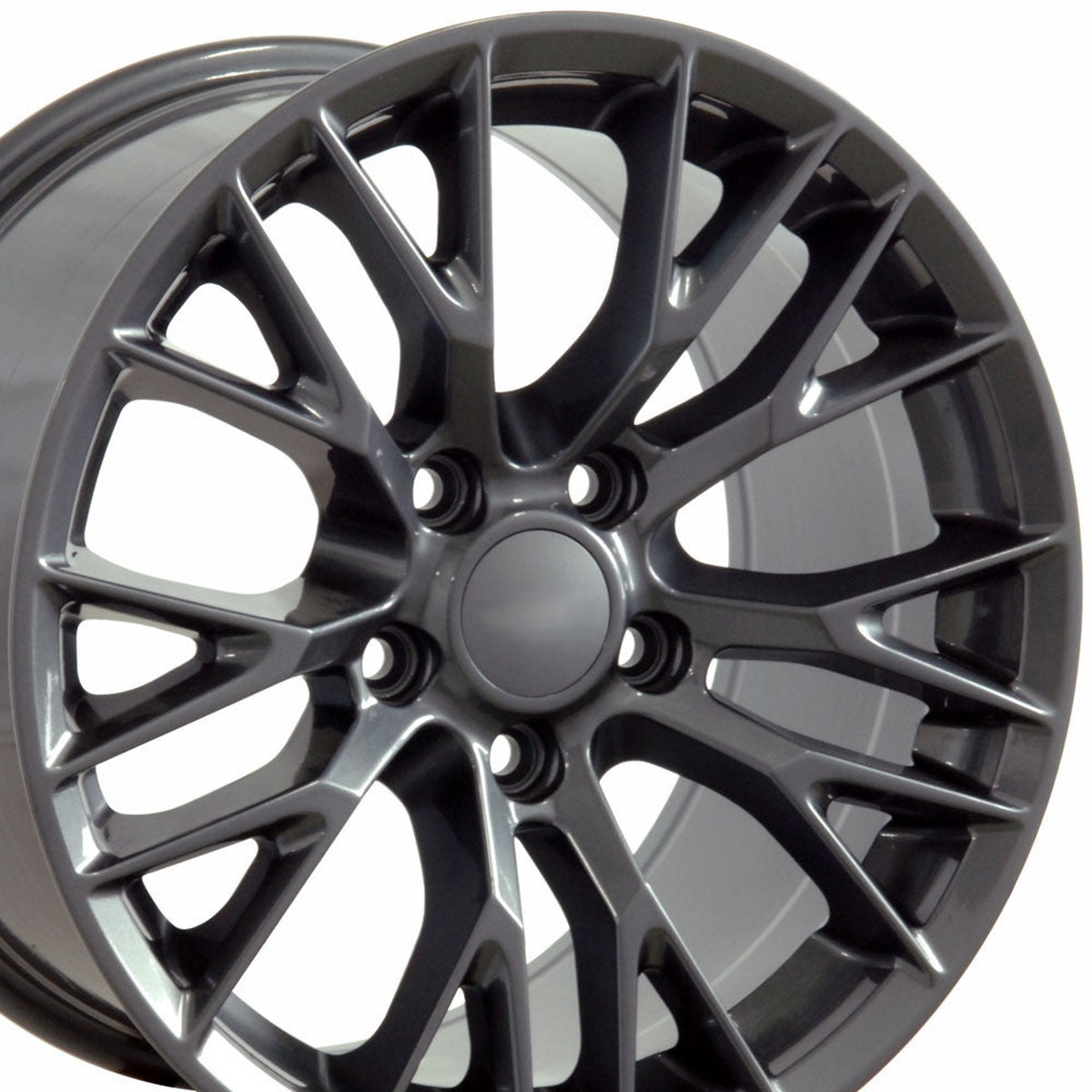 Corvette C7 Z06 Rims CV22 Gunmetal Corvette Wheels 18×10.5 and 17×9.5 Staggered from OE Wheels